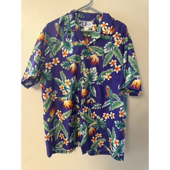 Vintage R. J. C. Hawaiian shirt purple birds of paradise Made in Hawaii Men's XL - Picture 1 of 4